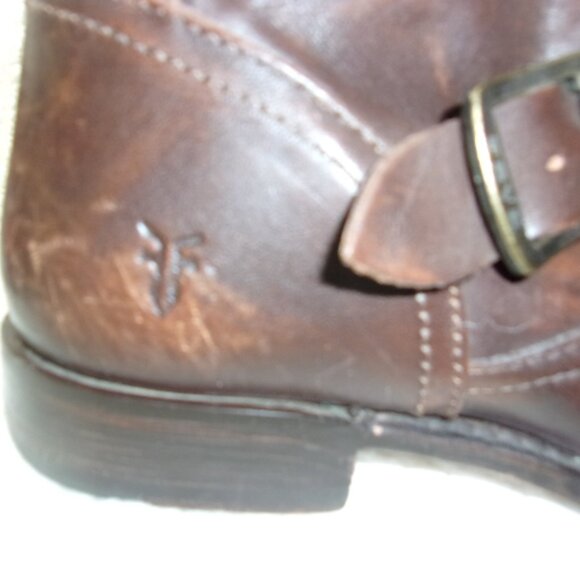 S-131 WOMENS FRYE VERONICA SLOUCH BROWN LEATHER ENGINEER BOOTS - Picture 4 of 16